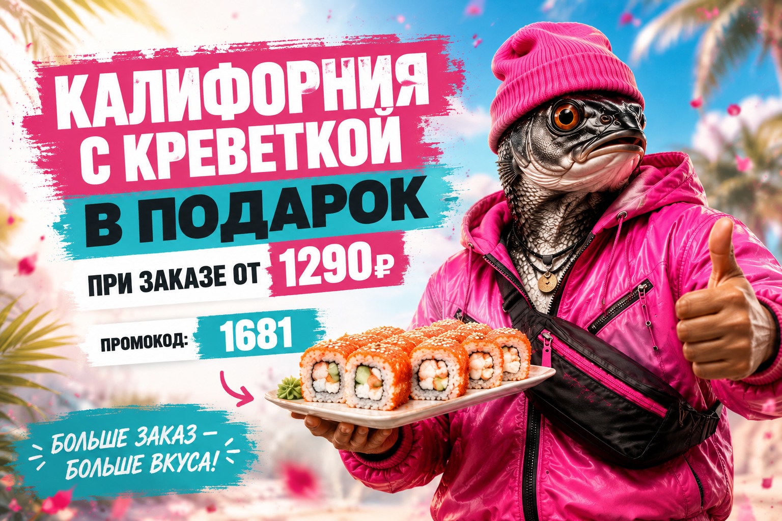 Калифорния с креветкой в подарок